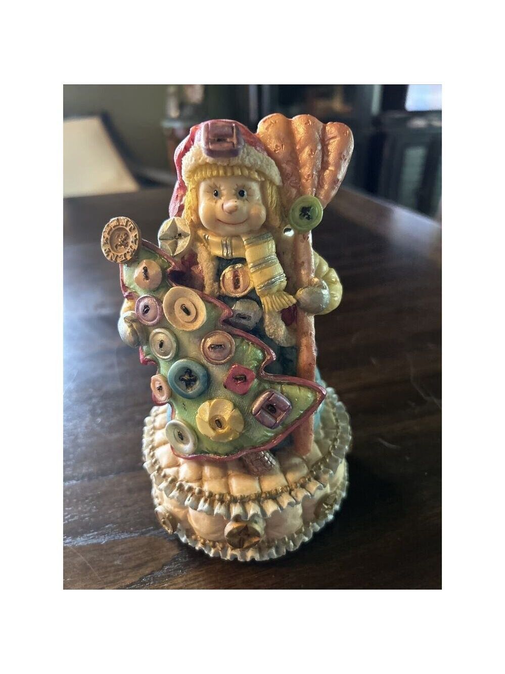 Musical Snowman holding button Christmas tree